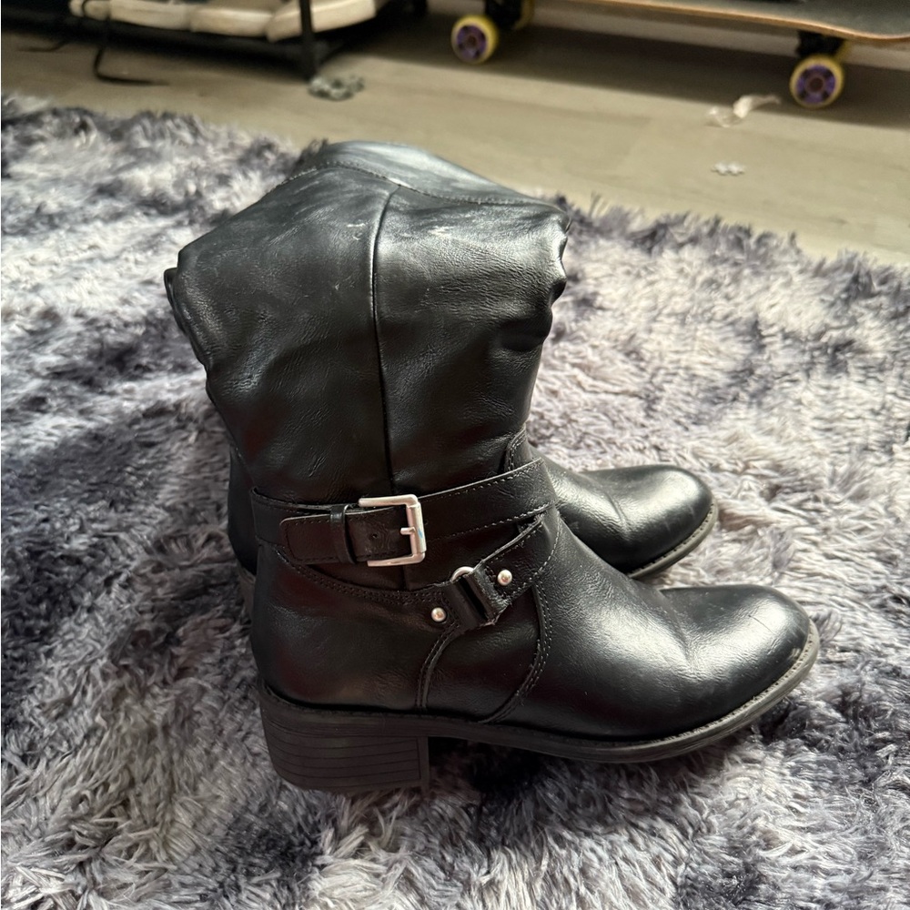 St. John Bay Black Leather thigh high Boots
